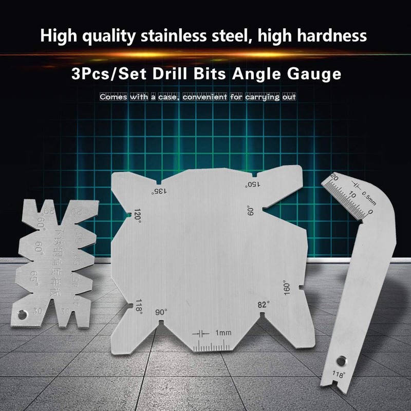 3Pcs/Set Drill Bit Angle Gauges Stainless Steel Drill Sharpener Tools