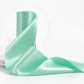 HUIHUANG Aqua Blue Satin Ribbon 4" Wide Double-Faced Thick Fabric Ribbon 10 Yards/Roll, for Chair Sash Wedding Bridal Bouquet Party Decor Large Bows Making Sewing Garland Wreaths Decor Crafts