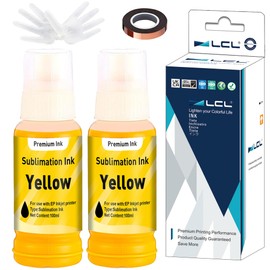 LCL 200ML Yellow Sublimation Ink Refill for Supertank Inkjet Printers ET-2720 ET-2760 ET-2800 ET-2803 ET-3760 ET-4700 ET-4800 ET-2400 Heat Press Transfer on T-Shirt Mug Mask (Autofill/Anti-UV)