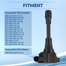 Ignition Coil Pack of 6 UF617 for Infiniti M37 G37 EX37 FX50 3.7L 5.0L 5.6L for Nissan 370Z 3.7L 2008 2009 2010 2011 2012 2013 2014 2015 2016 2017 2018 2019 Ignition Coils Replaces 5C1788
