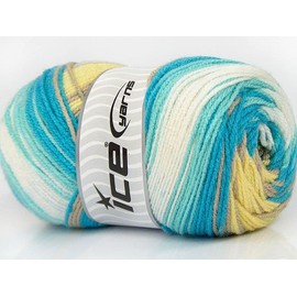 Magic Baby #50008 Blue, Mint, Yellow, Tan, White - Fine, Sport, Baby Weight Acrylic Yarn 393 Yards (360 Meters) 3.53 Ounces (100 Grams)