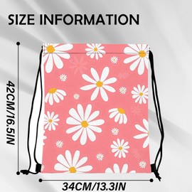 BHAHB Drawstring Backpack for String Bag Waterproof Cute Sports Beach Swimming Travel (13"×17")-Daisy