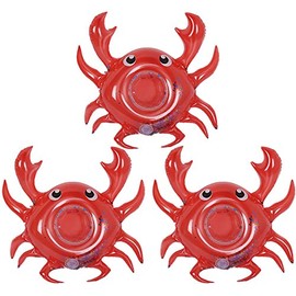 Inflatable Drink Holder 3 Pack Crab Drink Pool Floats Cup Holders for Summer Pool Party, Variety Shape to Choose
