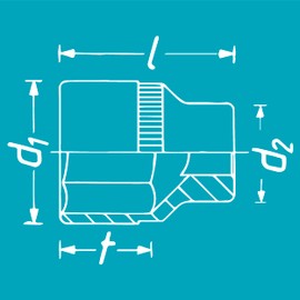 HAZET Hex Socket 900-19|12.5mm Square Drive, Flat Width 19mm, Knurled | Chrome Plated and Polished Surface Socket for Manual Operation