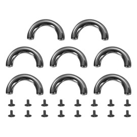 sourcing map 8Pcs Metal D-Ring Connector Buckles, Alloy Arch Bridge D-Ring Buckles Chain Strap Connector with Screws for Leather Crafts (Black, 1.2 x 0.2 Inch)