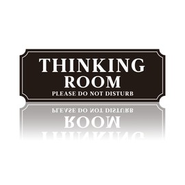Thinking Room Funny Bathroom Door Sign, Self-adhesive Waterproof Black Humorous Bathroom Sticker with Do Not Disturb, Unique Toilet Door Decor for Home, House, Business, Restroom
