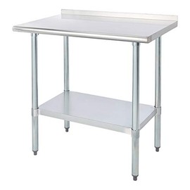 ROCKPOINT NSF Stainless Steel Commercial Kitchen Prep & Work Table with Backsplash Silver, 36 in. x 24 inch