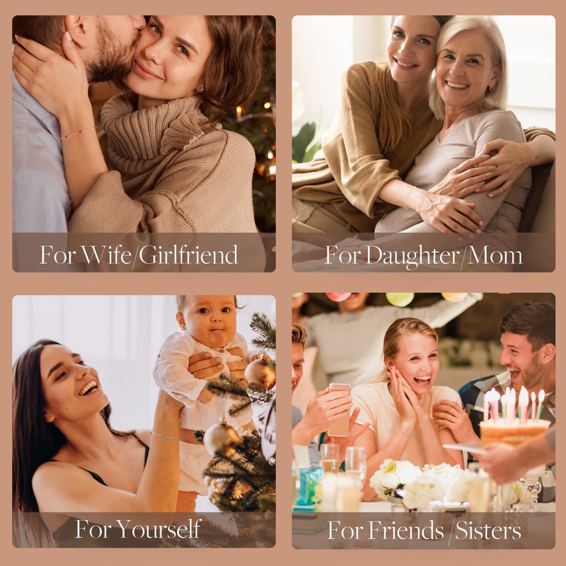 LOUISA SECRET Birthstone Bracelets for Women Girl, 925 Sterling Silver