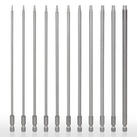 CPROSP 11 x Torx Bit 200 mm Long, Long Torx Bit T6, T7, T8, T9, T10, T15, T20, T25, T27, T30, T40, S2 Steel, Star Head