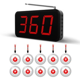 Caregiver Pager Wireless Call Button,Wireless Calling System for Elderly at Home,10 Waterproof Panic Button and 1 Display Receiver,Nurse Call System 2000ft for Nurses Station Clinic Hospital