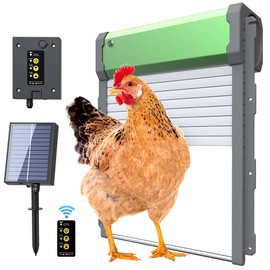HOWOOIUA Upgraded Automatic Chicken Coop Door Solar- Chicken Coop Door with Smart Timer & Light Sensor, Anti-Pinch Safety Design, Large Weatherproof Entry for Poultry (A-JSM)