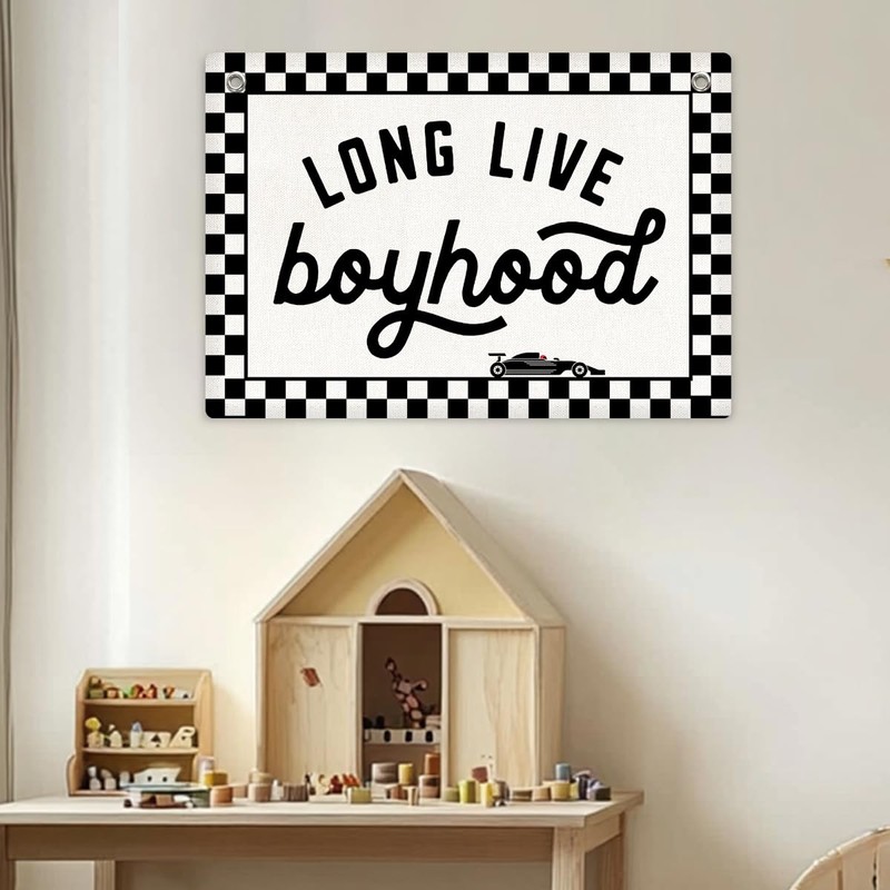 Long Live Boyhood Banner Boy Room Decor, Banner Flag 28.5x20