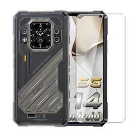 WDMYLFTW Case for Cubot Kingkong X Pro + Glass Screen Protector Tempered Film - Transparent Silicone Soft Flexible Bumper Shockproof TPU Protective Cover Shell (Clear)