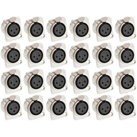 Adam Hall Connectors 7837-Set of 24 XLR Socket Female 3-Pin D-Type Silver Installation Coupling