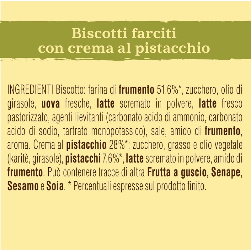 Mulino Bianco Biscotti Baiocchi al Pistacchio, Biscotti con Pistacchio e