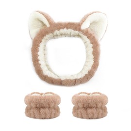 AXZDTH 3 Pcs Women Girls Cartoon Spa Headband and Wristband Set Face Wash Hair Band Wristband Set For Washing Face Makeup Skincare Hair Accessories