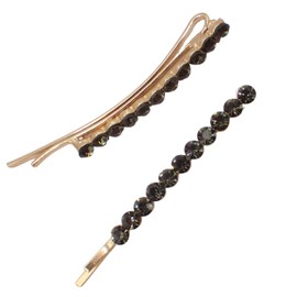 Topkids Accessories Sparkly Crystal Hair Clips, Vintage Looking Pearl Detailed Bobby Pins For Women & Girls, Birthday, Prom or Bridal Accessories (Glass Stone Glit Grip - Smoky Grey)