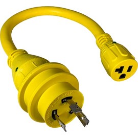 Marvine Cable Boat Shore Power Cord Adapter Dogbone 30 Amp Twist Lock NEMA L5-30P to 15 5-1520R Female Household Appliance 1520 STW AWG103 Length 1.5FT Pigtail with LED Indicator