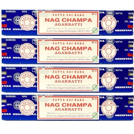 Satya Nag Champa Incense Sticks 15 Grams x 4 Packs | For Meditation, Yoga, Healing, Aromatherapy, Relxation, Spirituality |