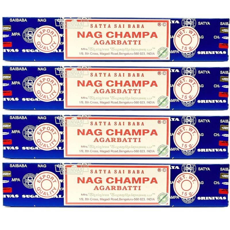 Satya Nag Champa Incense Sticks 15 Grams x 4 Packs