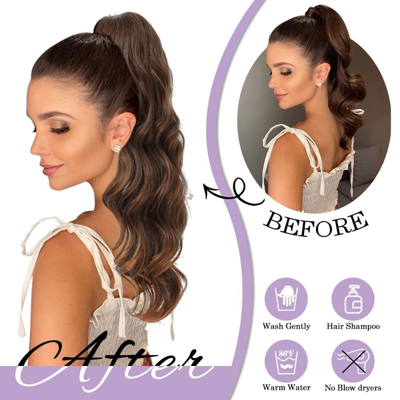 Ms Taj Ponytail Extensions, 66 cm with Drawstring, Light Reddish