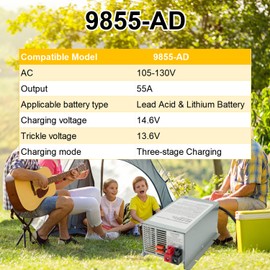 9855-AD 55 Amp Deck Mount Power Converter/Charger Replacement for RV Trailer Camper 9800 Series
