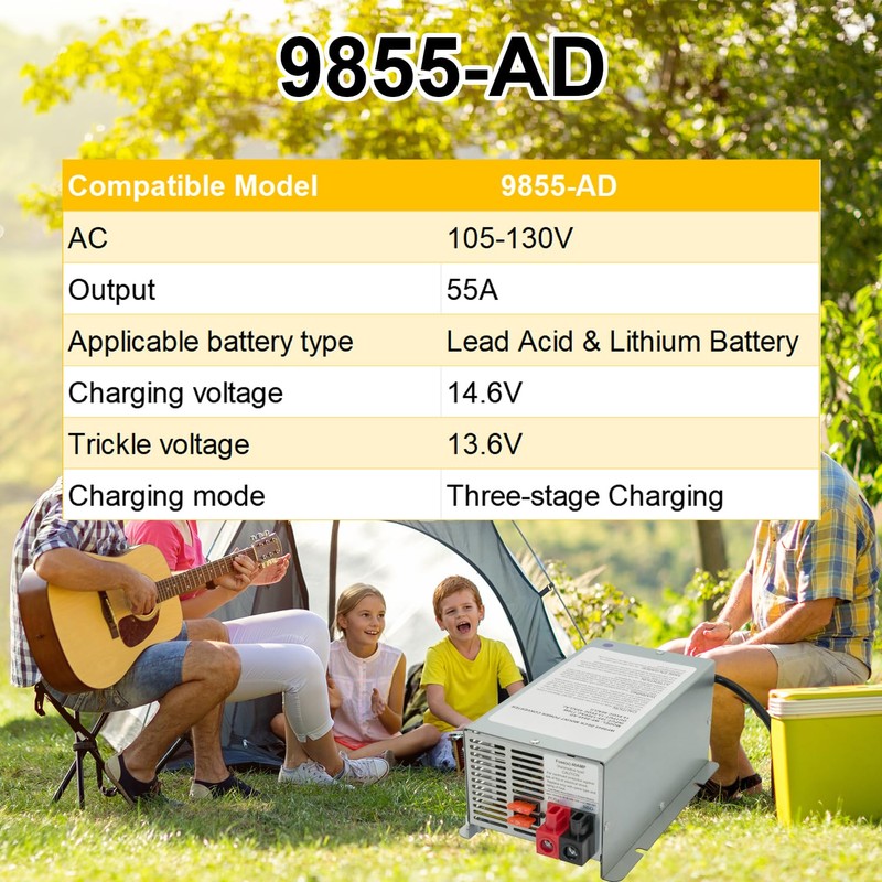 9855-AD 55 Amp Deck Mount Power Converter/Charger Replacement for RV
