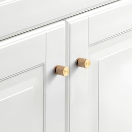 Goo-Ki 6 Pack Knurled Champagne Bronze Cabinet Knobs Champagne Gold Drawer Knob, Modern Solid Single Hole Bar Pulls Handles for Closet Wardrobe Dresser Cupboard, 2278UBR-DK