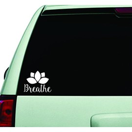 Breathe Lotus Flower Wall Decal Quote Design Sticker Vinyl Art Words Decor Car Truck JDM Windshield Race Drift Window
