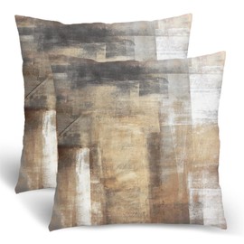 Brown Grey Pillow Covers 20x20 Set of 2, Taupe Modern Abstract Art Painting Throw Pillows for Couch, Gray Beige Throw Pillowcase Square Cushion Cover Gift for Couch Sofa Bed