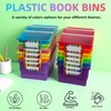 6 Pack Picture Book Organizer Bins with Dividers, Large Plastic