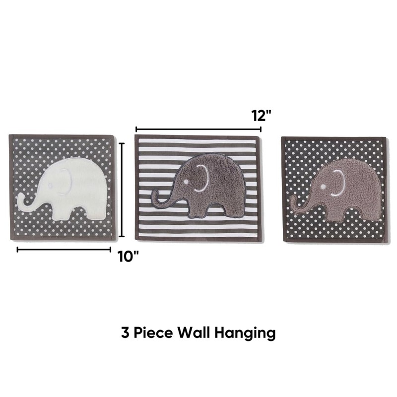 Bacati - Elephants White/Gray 10 pc Crib Bedding Set with