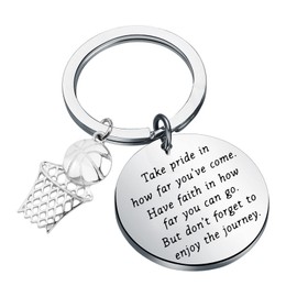 FUSTMW Basketball Keychain Basketball Hoop Pendant Basketball Player Gifts for Basketball Lovers Basketball Team Coach Gifts (Silver)