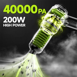 WOKEGI Handheld Car Vacuum Cordless, Portable Cars Vacuum Cleaner with 40000Pa High Power & Suction, Powerfull 4-in-1 Hand Held Air Duster Fast Cleaning for Car,Home,Office,Pet Hair (Green)