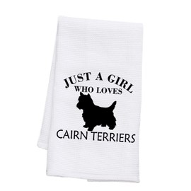 BDPWSS Cairn Terrier Gift for Women Funny Cairn Dog Mom Dog Owner Gift Just a Girl Who Loves Cairn Terriers Kitchen Towel (Girl Lover Cairn Terriers TW CA)
