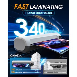 9 Inch Laminator Machine with Hot & Cold Modes, Portable Thermal Laminator A4 with ABS Jam Release, 30 Laminating Sheets, Paper Trimmer & Corner Rounder for Home Office School, Gray&White
