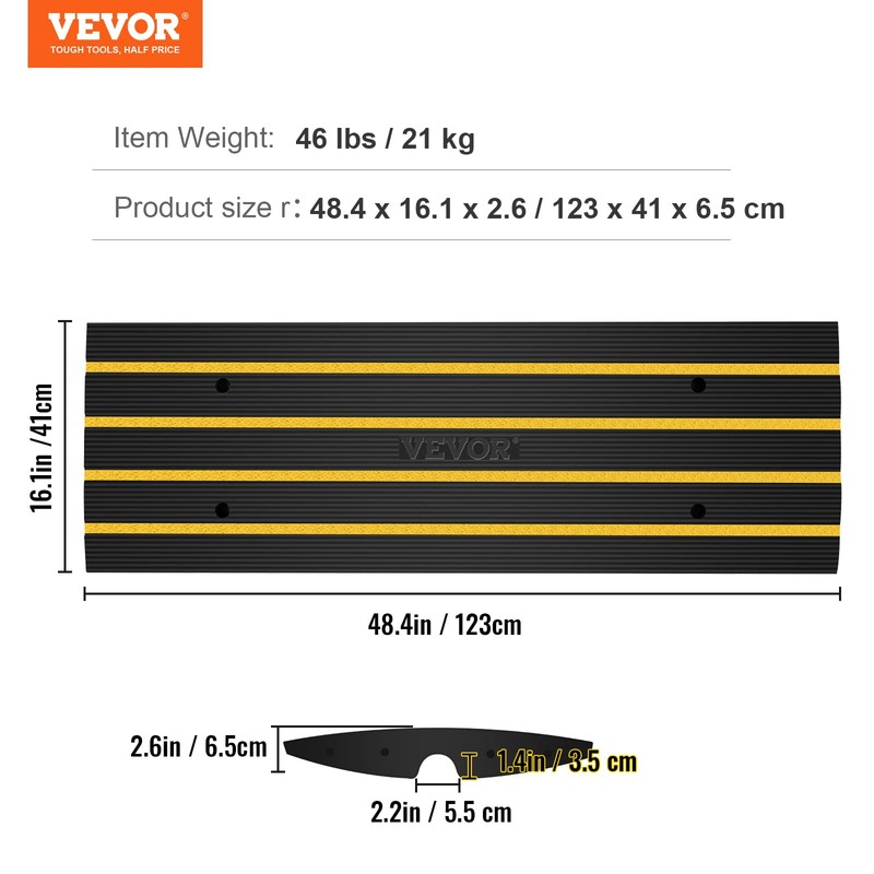 VEVOR Car Driveway Rubber Curb Ramps Heavy Duty 33069lbs Capacity