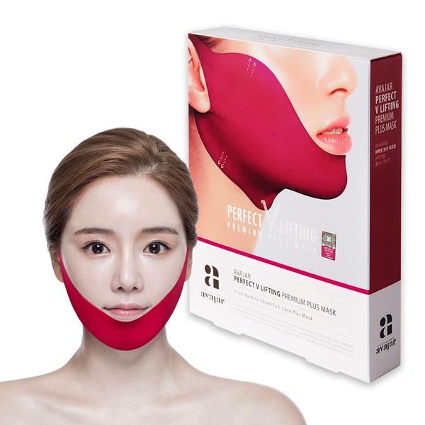 Double Chin Mask Creator Avajar Caffeine V Lifting Premium Plus+ Mask 5pcs - V Line Mask | Face and Neck Line Mask | Facial Strap Mask | Chin Strap For Double Chin| V Line Face Mask
