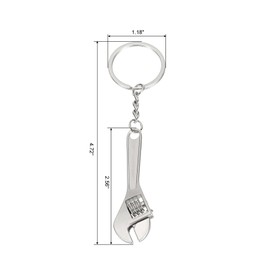 PATIKIL Mini Spanner Wrench Keychain, 2 Pack Multifunctional Hardware Tool Key Chain Creative Convenient Pocket Tools Keychain for Wrench Spanner Claw Key Ring, Silver