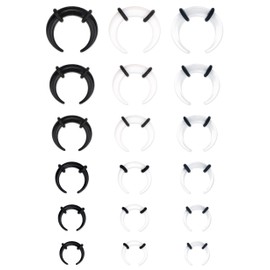 Kakonia 18Pcs 14G-4G Acrylic Pincher Tapers Septum Ring C Shape Buffalo Stretcher Expander with Black O-Rings for Stretching Pierced Nose Ear Cartilage