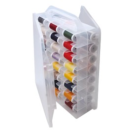 HomDSim 46 Grids Sewing Organizer, Double Sided Thread Box Storage, Portable Clear Plastic Organizer Box for Embroidery and Sewing Threads, Embroidery Floss, Crafts, Small Toys