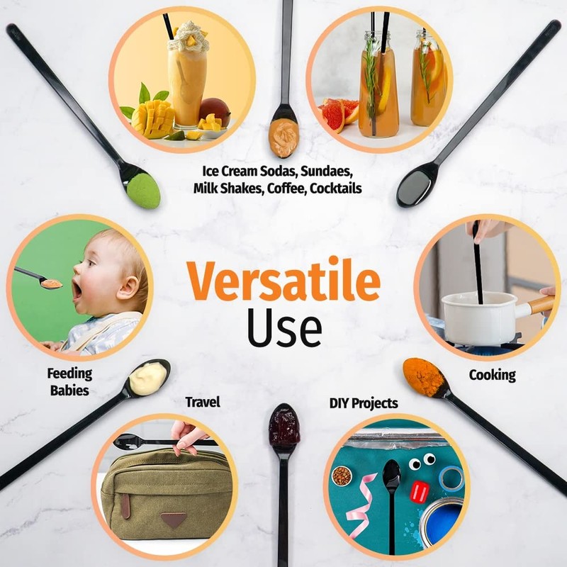 Long Plastic Spoons - 9 Inch - Heavy Duty Long