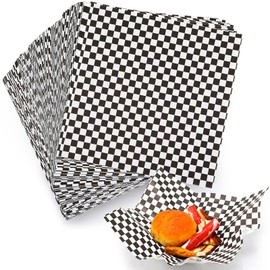 1000 Sheets Wax Deli Paper Sheets for Food 12 x 12 inch Checkered Dry Waxed Deli Paper Sheet for Sandwich Paper Liner, Food Basket Liners, Food Wrapping (Black-White)