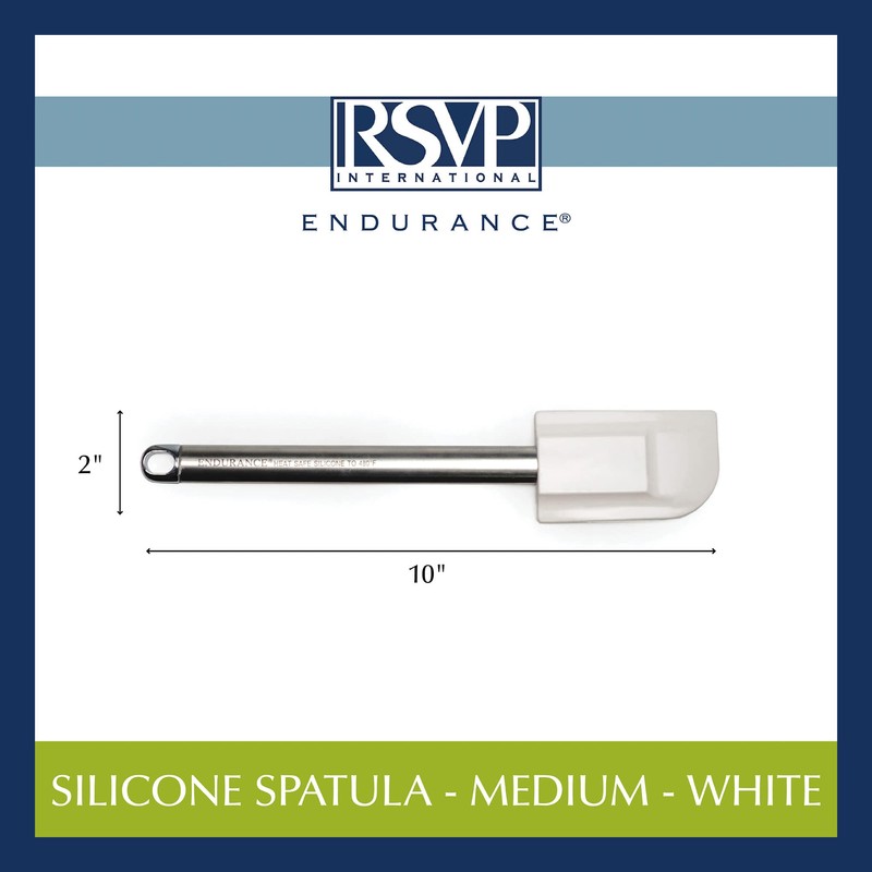 RSVP International Endurance Kitchen Tool Collection Silicone Spatula, Stainless Steel