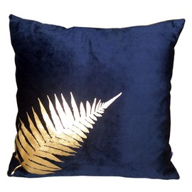 ZUODU 45x45cm Blue Velvet Cushion Cover 45 x 45 Cm Navy Peach Skin-Like Decorative Pillow Cover Cushion Cover 18x18” Free Combination (golden Leave-Navy)