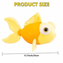NatureMan 35cm Goldfish Stuffed Animal Toy Cute Soft Fish PlushPillow for Home Ddecoration Kids Pillow Gift (Yellow)