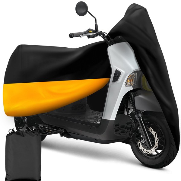 XYZCTEM Scooter Cover,Waterproof Moped Cover，Vespa Cover Outdoor Protection Against Water, UV, Wind. Black-Orange,72" L