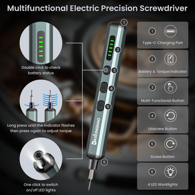 70-in-1 Cordless Electric Screwdriver Set with 64 S2 Steel Bits: