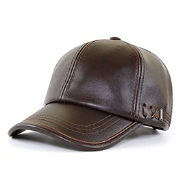 FREEBIRD99 Men's PU Leather Adjustable Winter Warm Baseball Cap Dad Hat (Dark Brown (#15780))