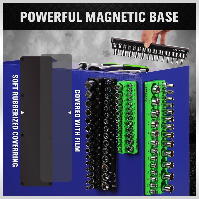 SWANLAKE GARDEN TOOLS 4-Piece Magnetic Socket Organizer Set, Metric &